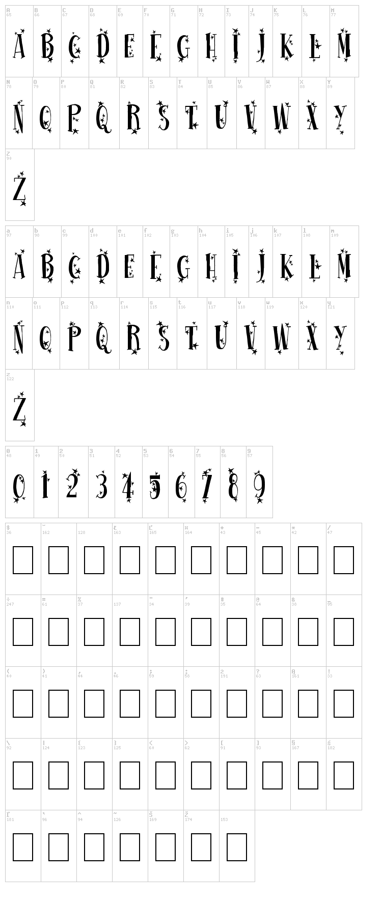 Happy New One font map